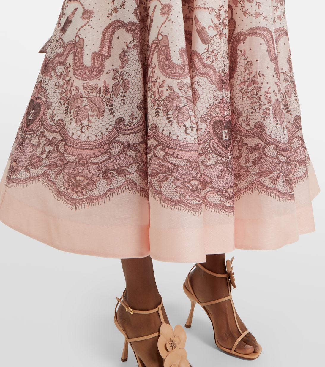 Falda midi Crush Flared de lino y seda | Zimmermann