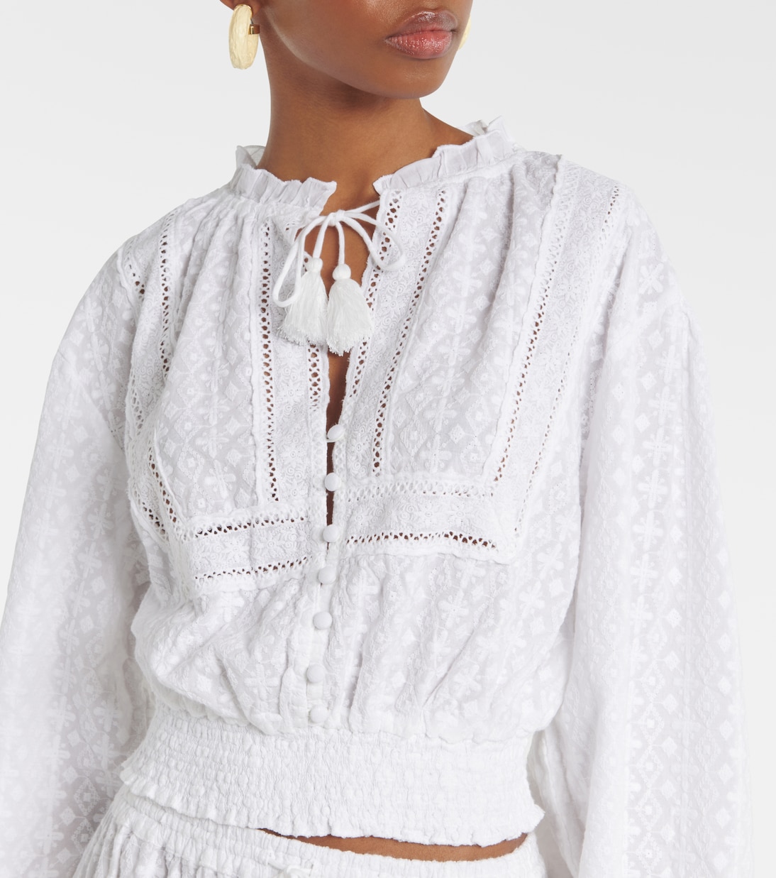 Camisa Pixi de algodón cropped | Melissa Odabash