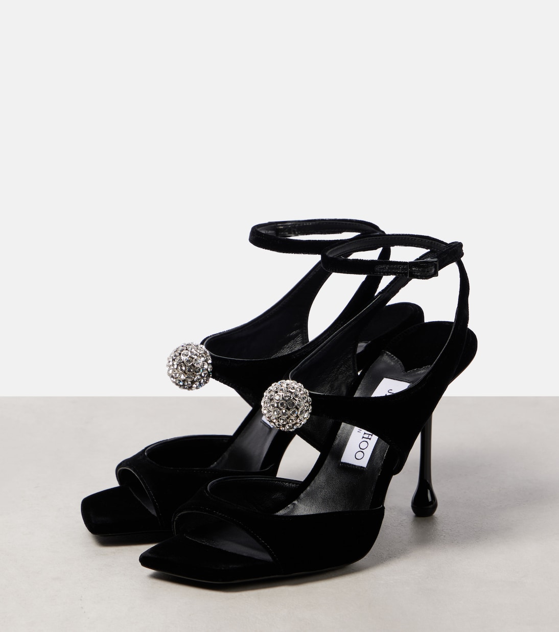 Sandali Orb 95 in velluto con cristalli | Jimmy Choo