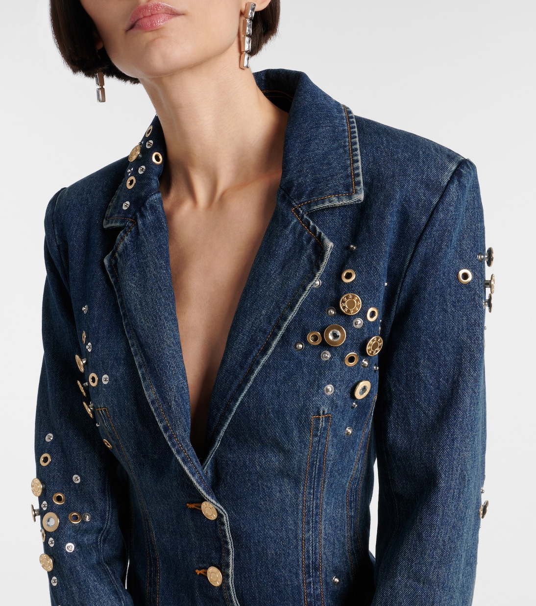 Blazerkleid aus Denim mit Kristallen | Area
