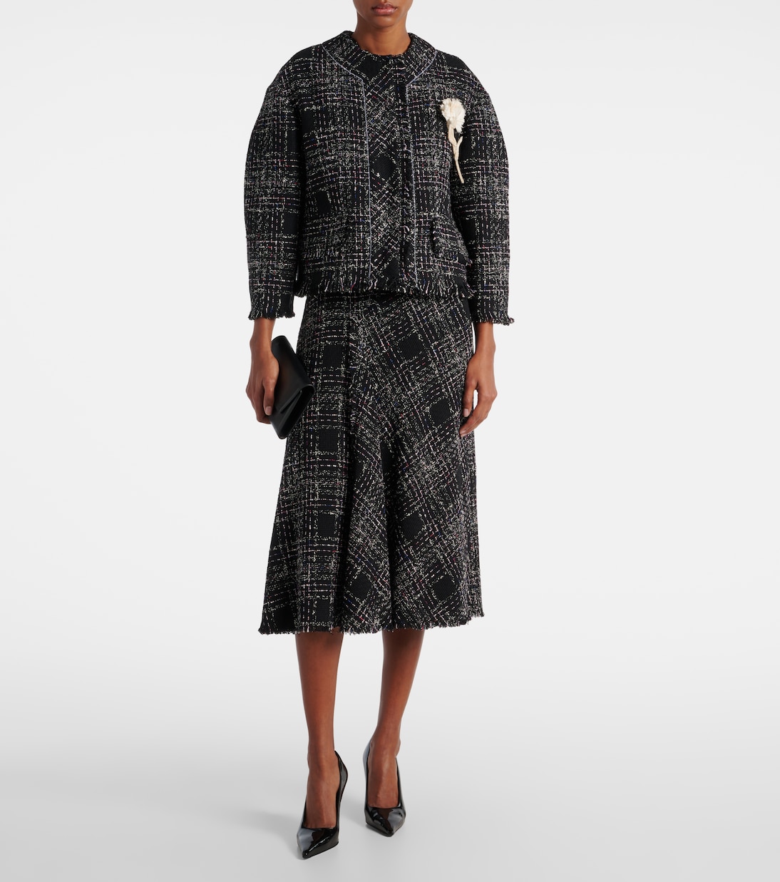 Giacca cropped in tweed di misto cotone | Erdem