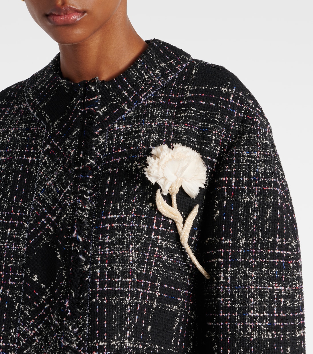 Giacca cropped in tweed di misto cotone | Erdem