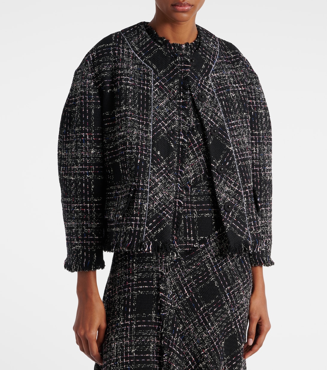 Giacca cropped in tweed di misto cotone | Erdem