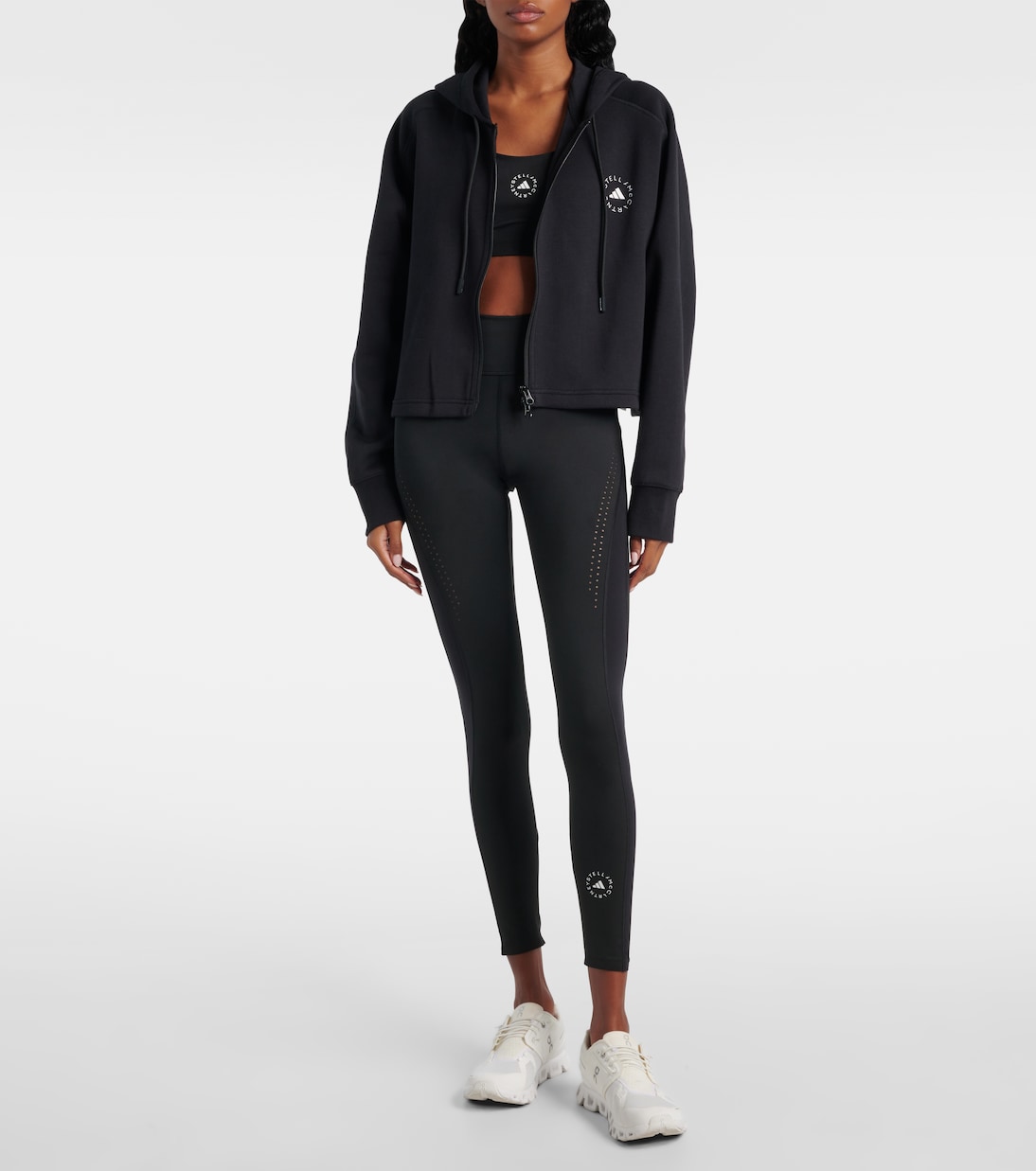 Cropped cotton-blend jersey zip-up hoodie | Adidas by Stella McCartney