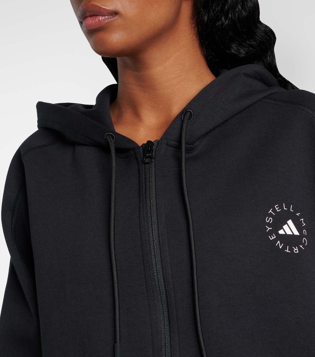 Cropped cotton-blend jersey zip-up hoodie | Adidas by Stella McCartney