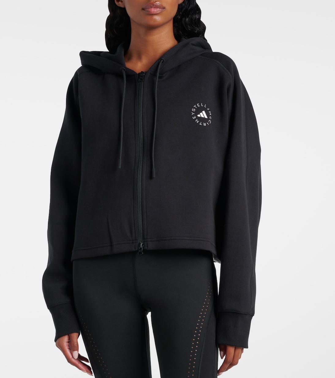 Cropped cotton-blend jersey zip-up hoodie | Adidas by Stella McCartney