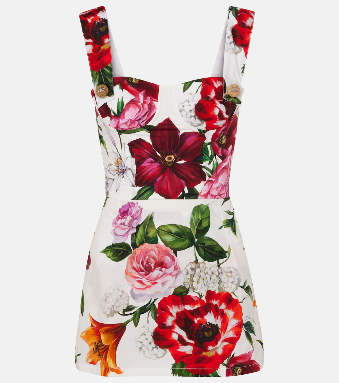 Floral cotton poplin bustier dress | Dolce&Gabbana