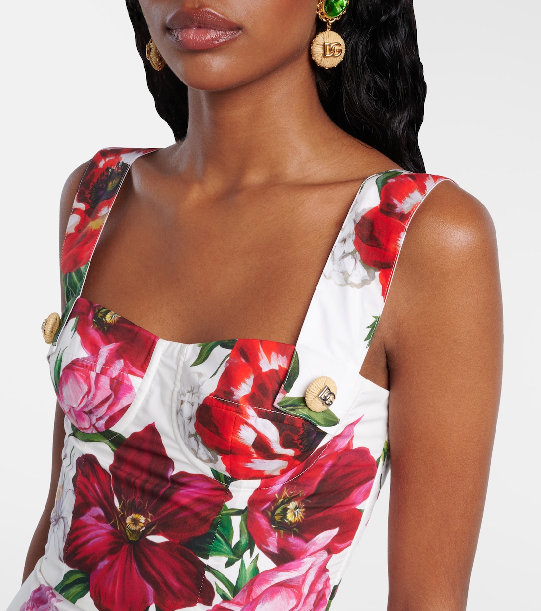 Floral cotton poplin bustier dress | Dolce&Gabbana