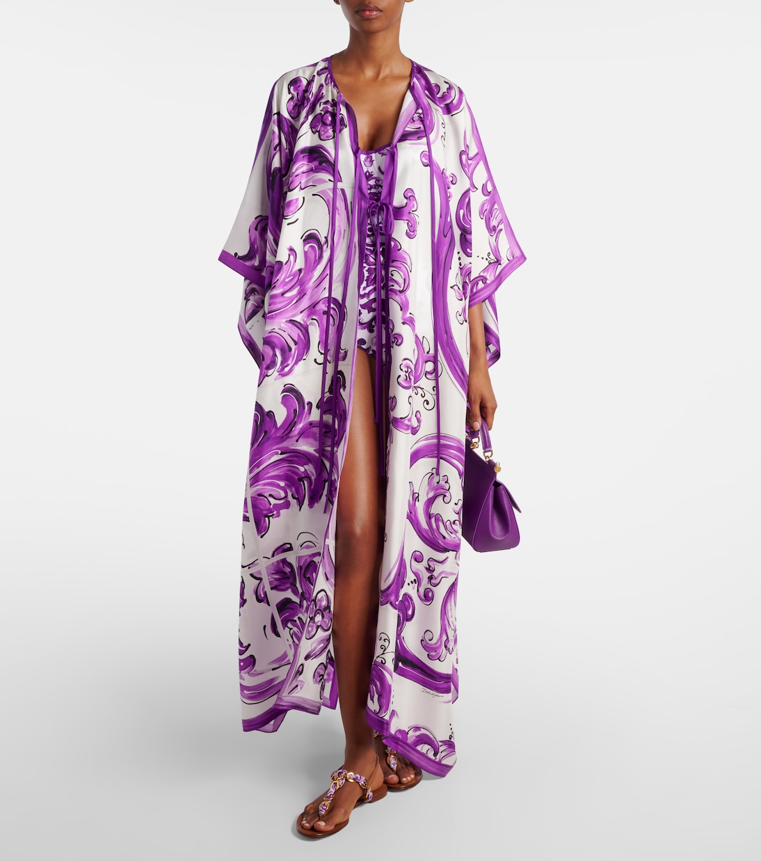 Abito mare Majolica in twill di seta | Dolce&Gabbana