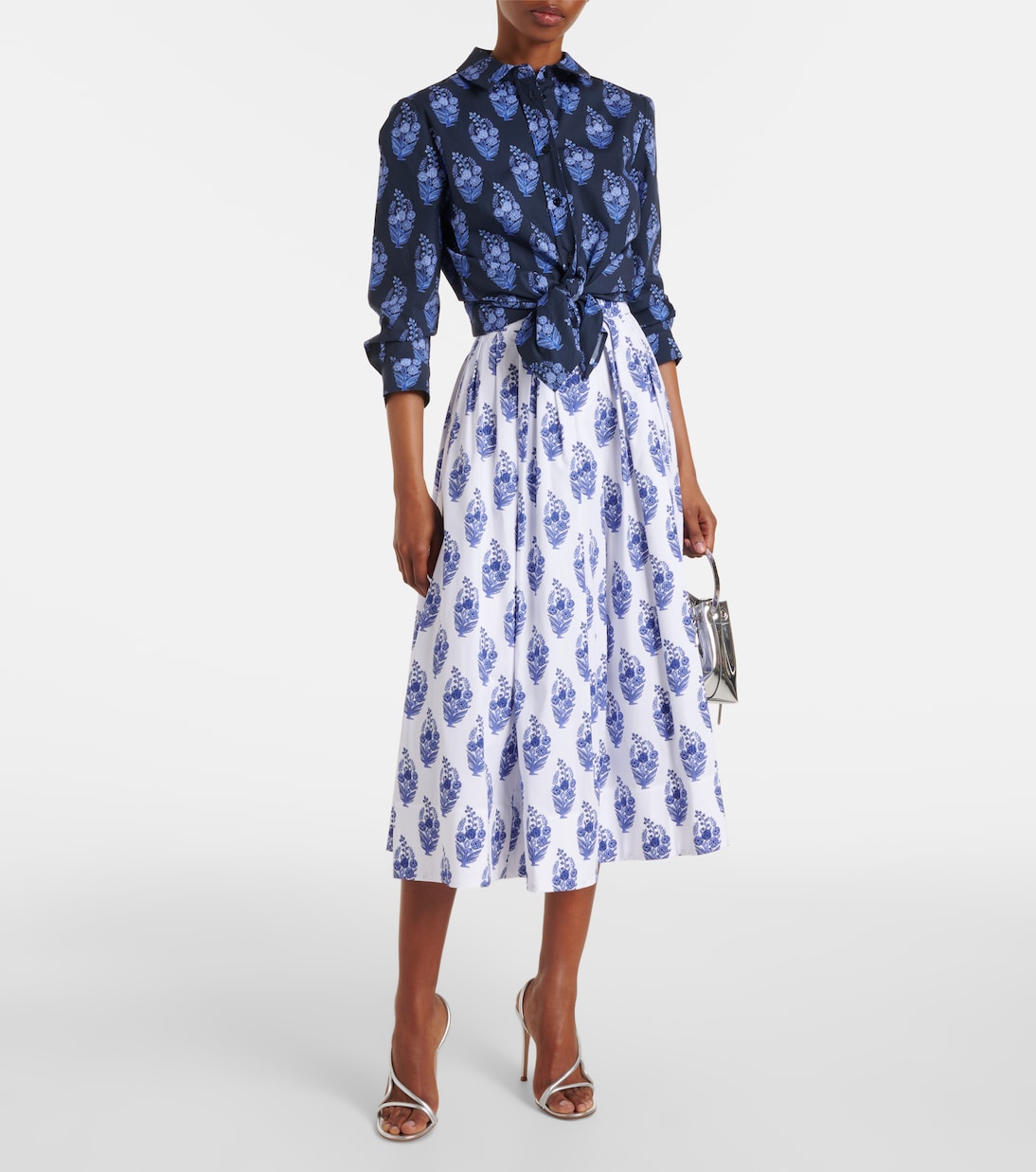 Floral cotton-blend midi skirt | Carolina Herrera