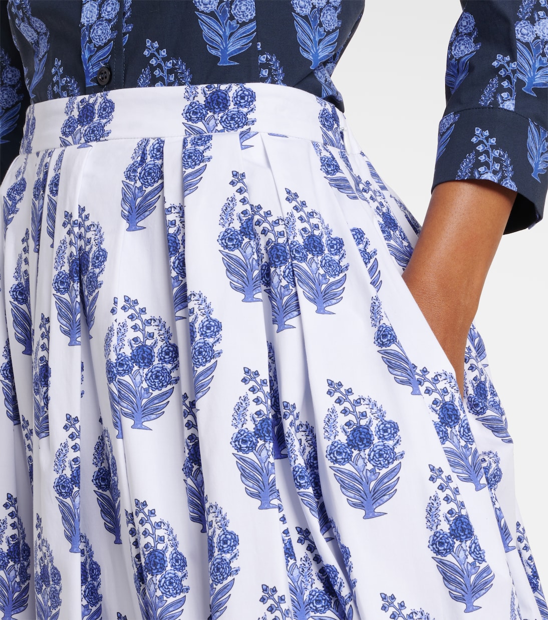Floral cotton-blend midi skirt | Carolina Herrera