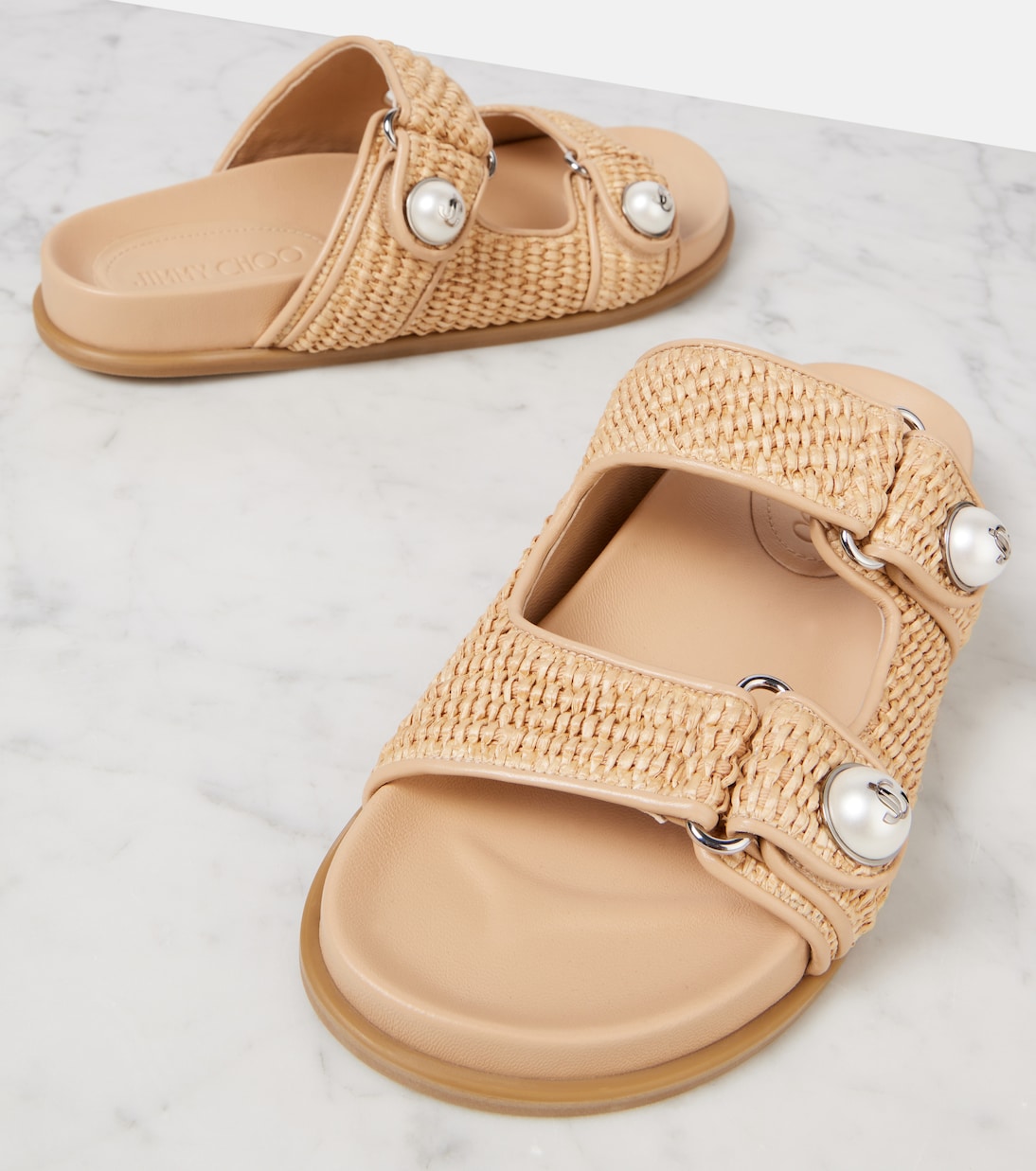 Sandali Fayence in rafia con pelle | Jimmy Choo