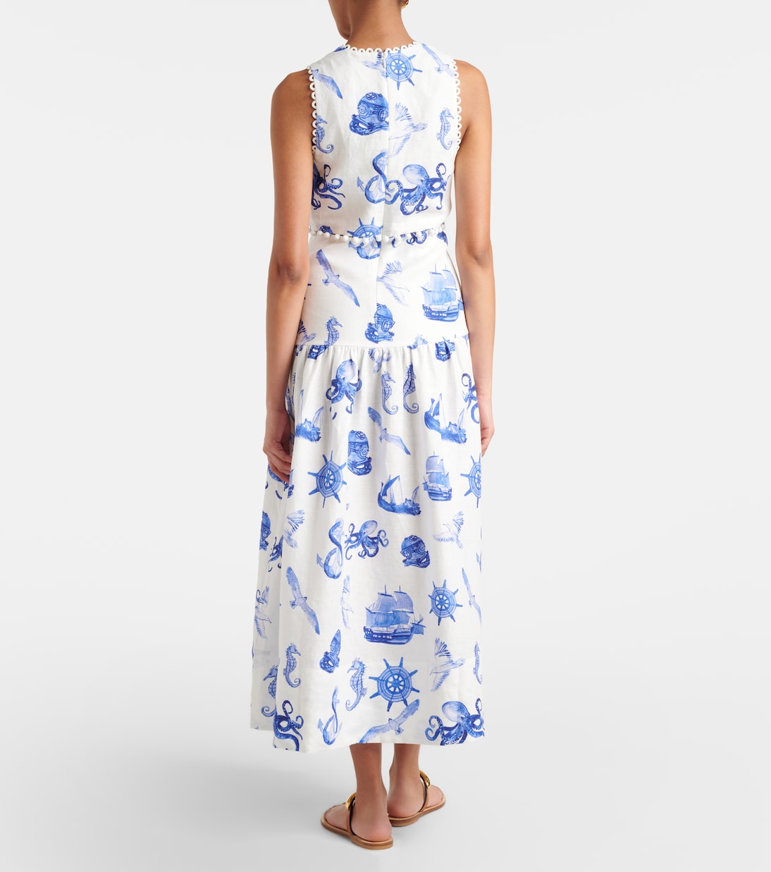 Vestido midi de lino estampado | Farm Rio