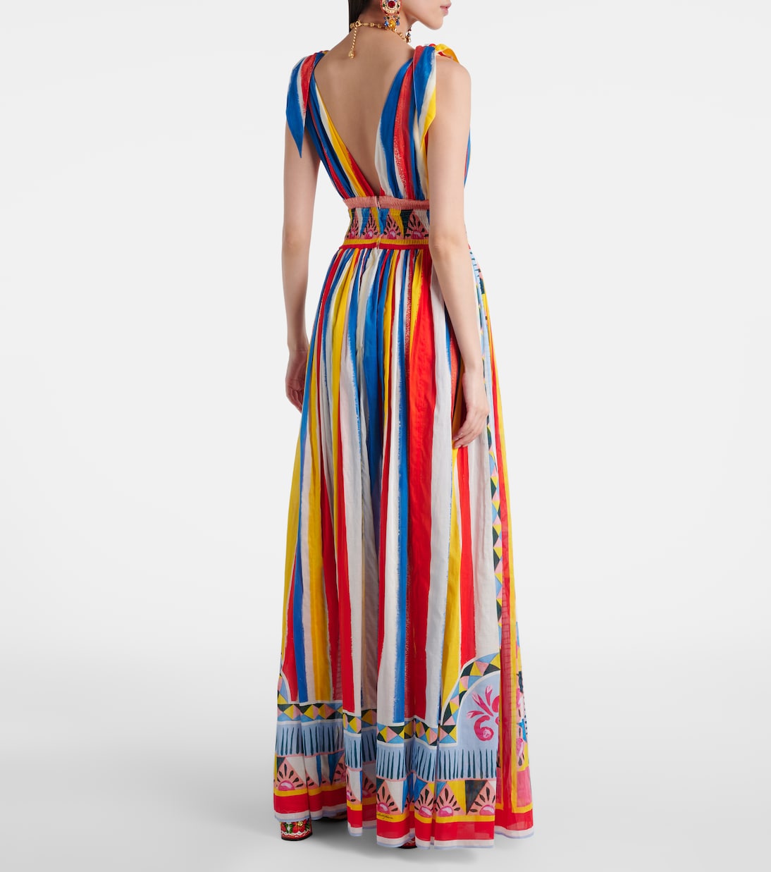 Vestido largo de algodón a rayas | Dolce&Gabbana