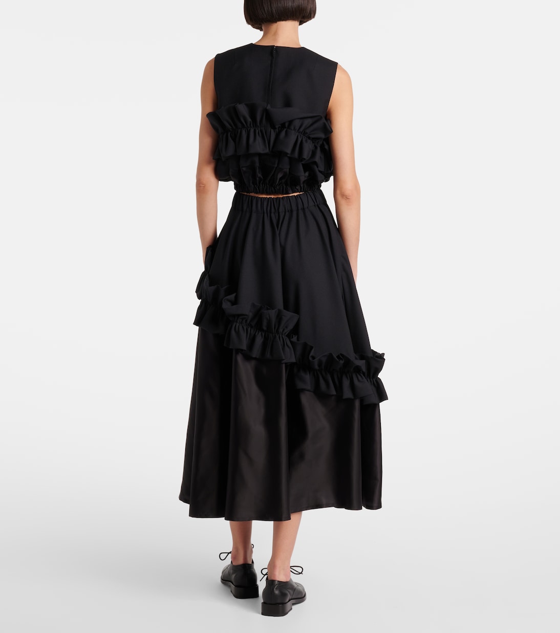 Ruffled wool midi skirt | Noir Kei Ninomiya