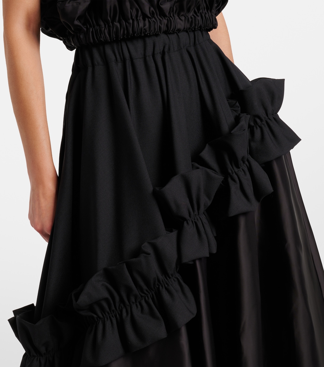 Ruffled wool midi skirt | Noir Kei Ninomiya