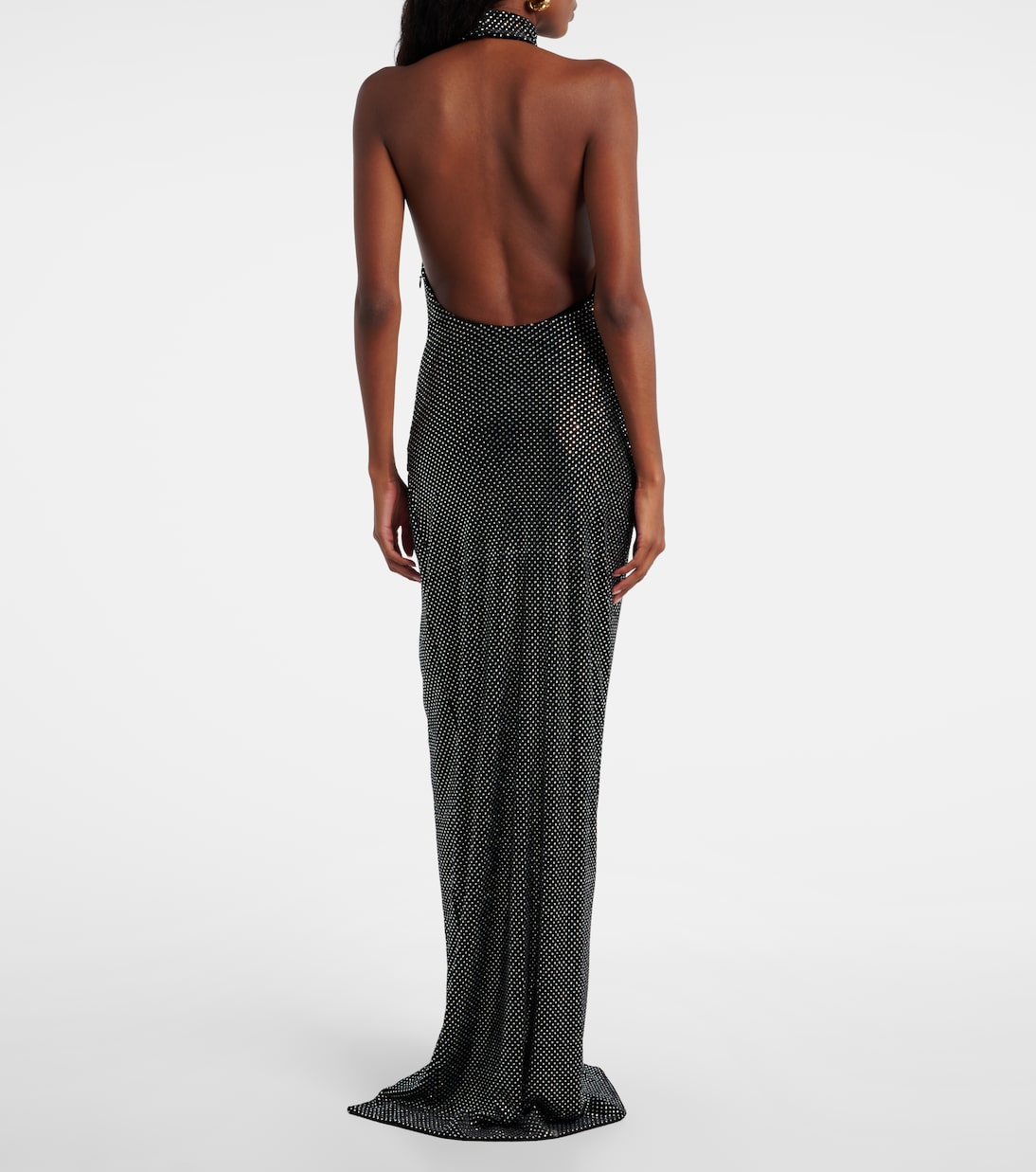Rhinestone-embellished velvet maxi dress | Balmain