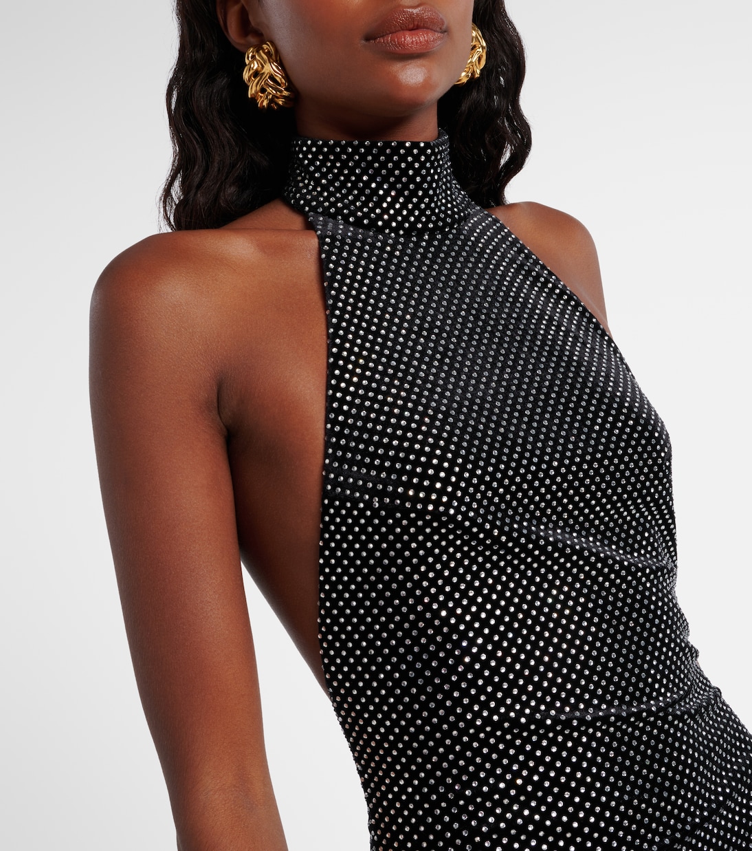 Rhinestone-embellished velvet maxi dress | Balmain