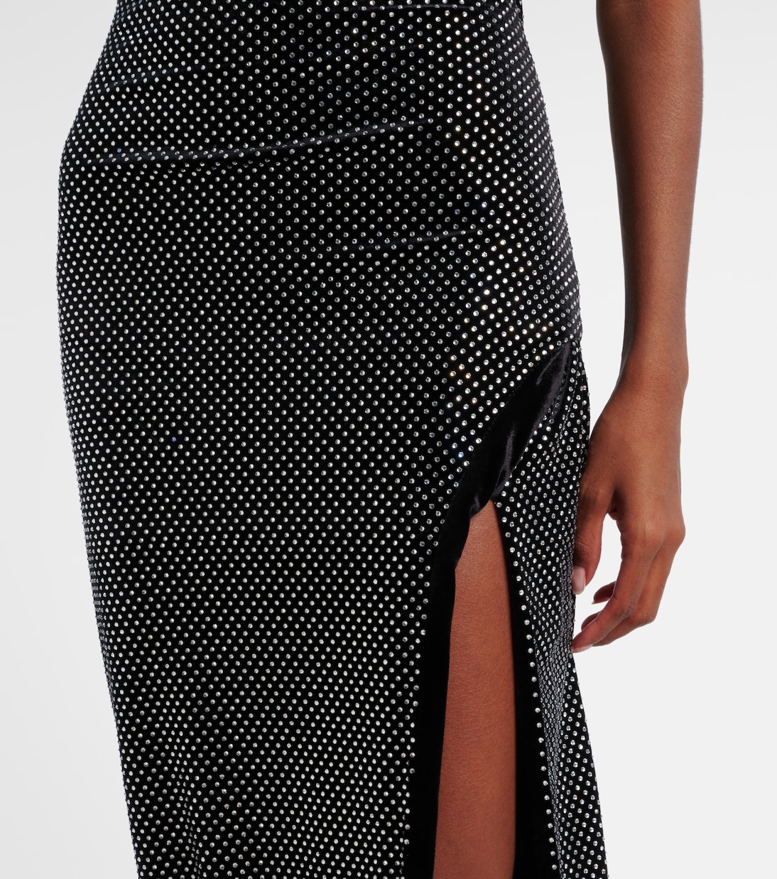 Rhinestone-embellished velvet maxi dress | Balmain