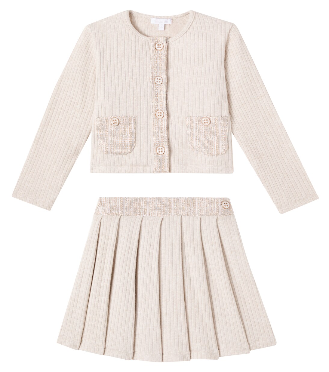 Ribbed-knit cardigan and skirt set | Patachou