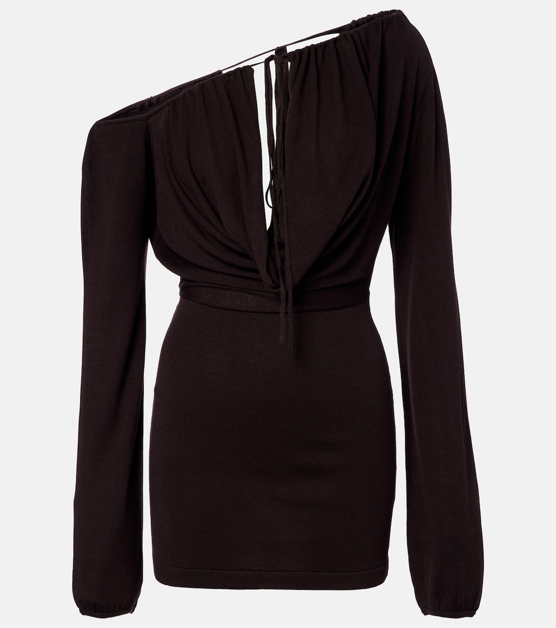Sola asymmetric draped silk-blend minidress | Aya Muse