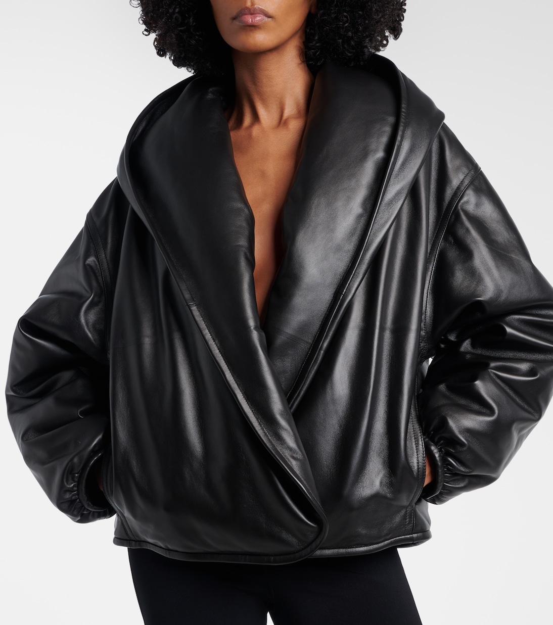 Hooded leather bomber jacket | Alaïa