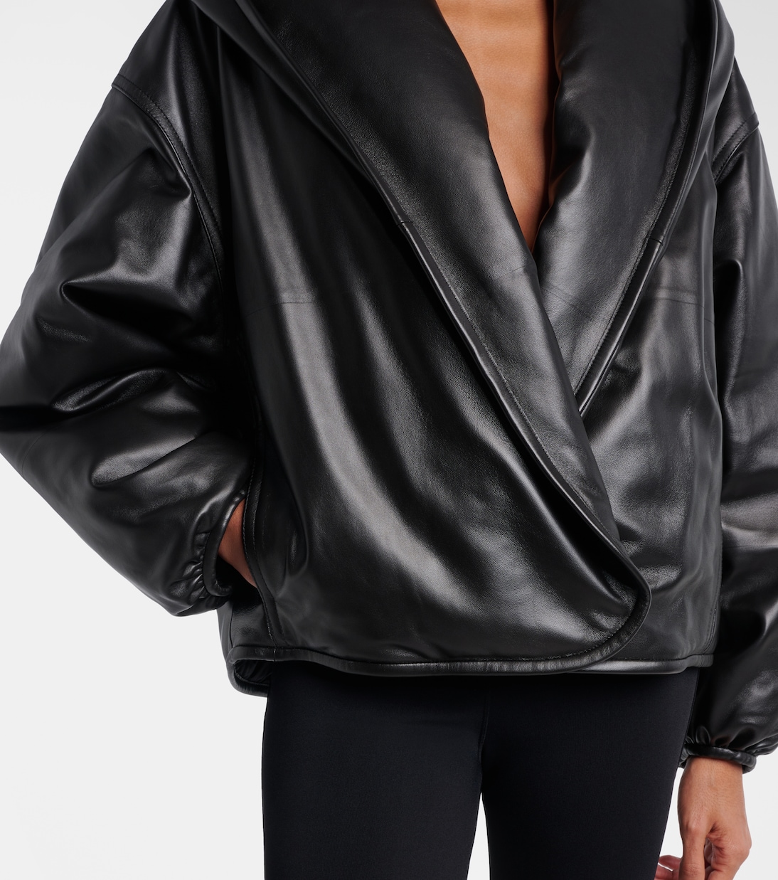 Hooded leather bomber jacket | Alaïa