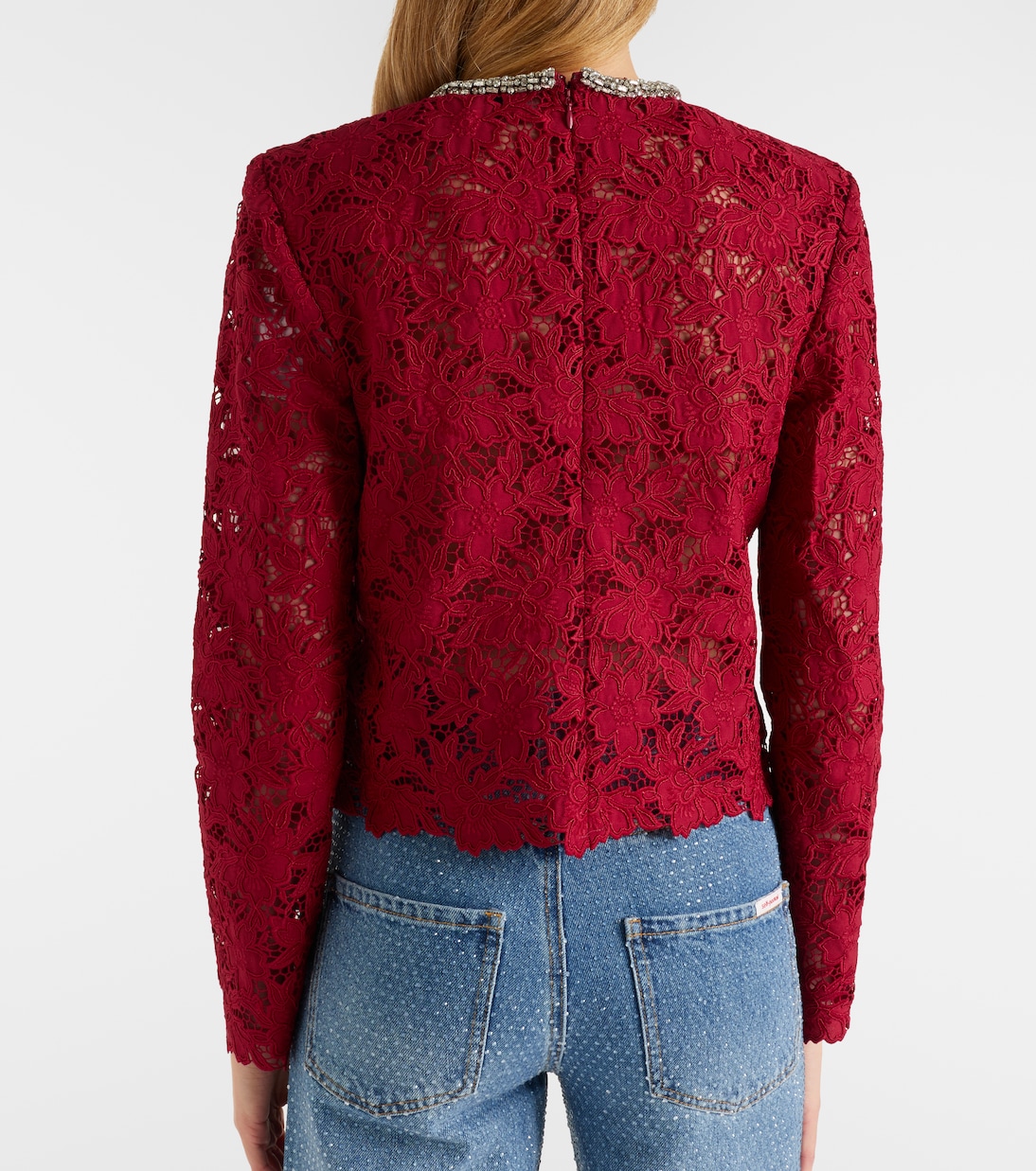 Top aus Guipure-Spitze mit Kristallen | Self-Portrait