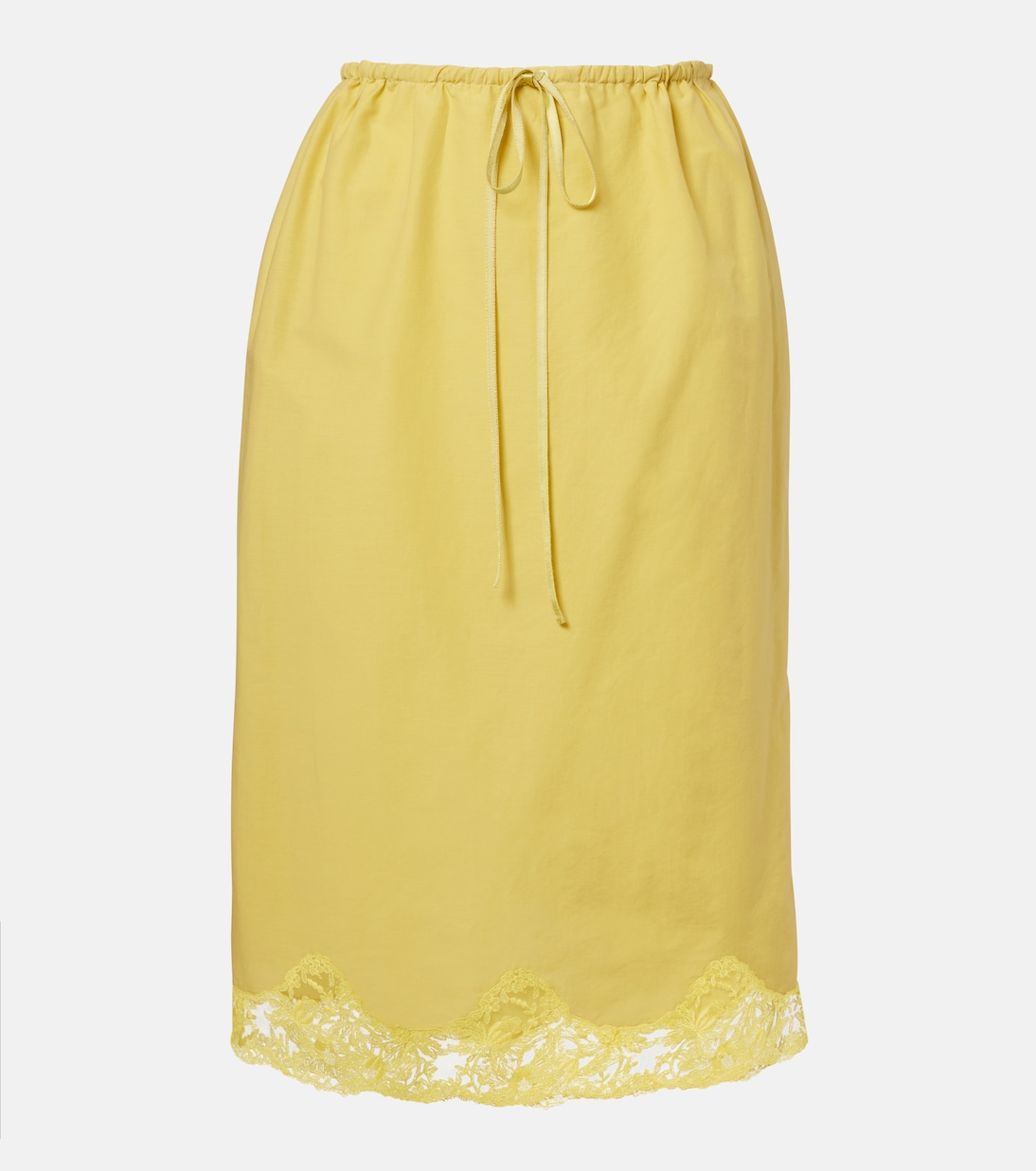 Lace-trimmed cotton and silk midi skirt | Saint Laurent