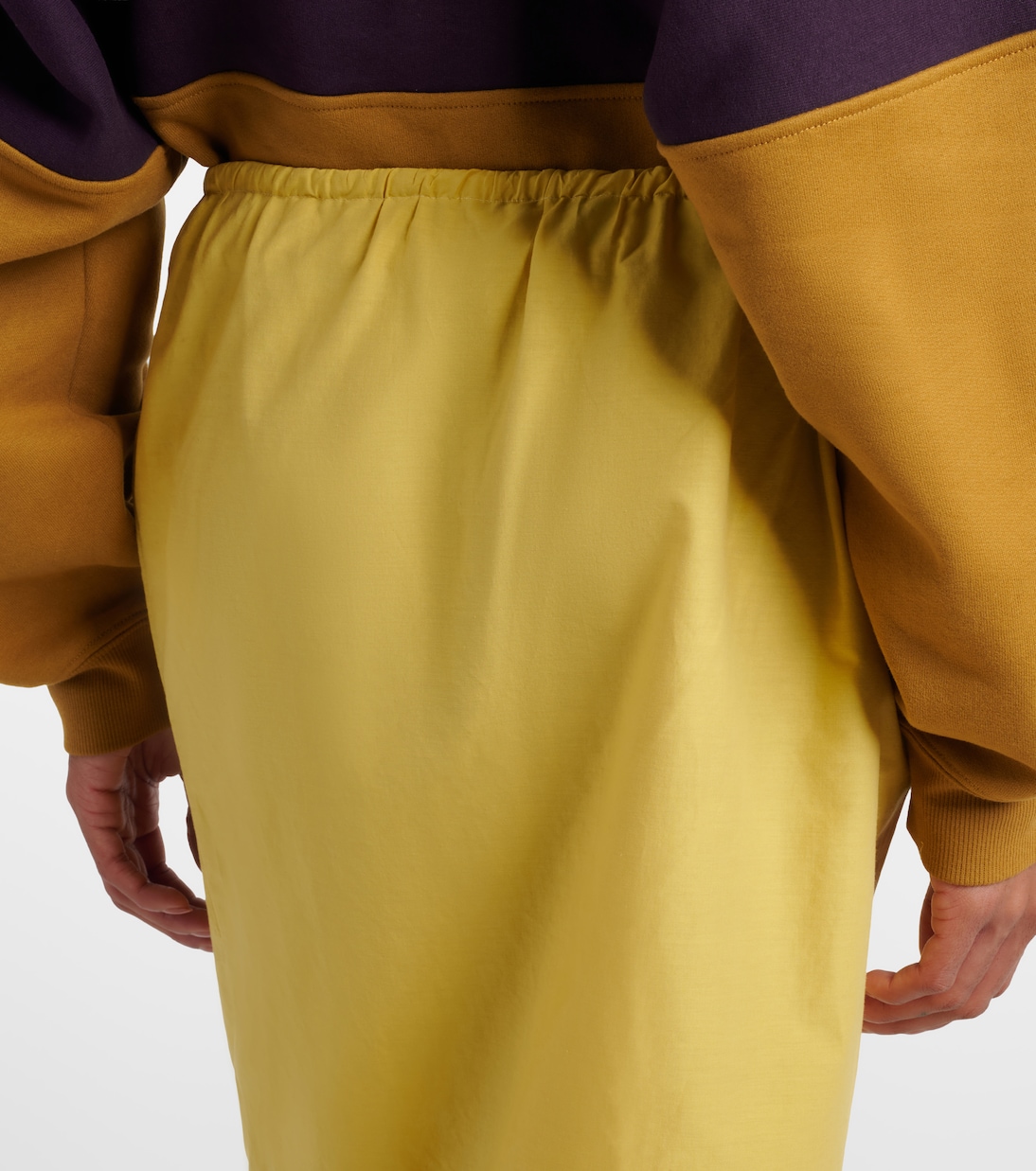 Lace-trimmed cotton and silk midi skirt | Saint Laurent