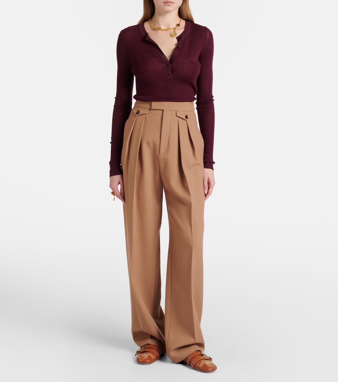 Susanna studded leather ballet flats | Chloé