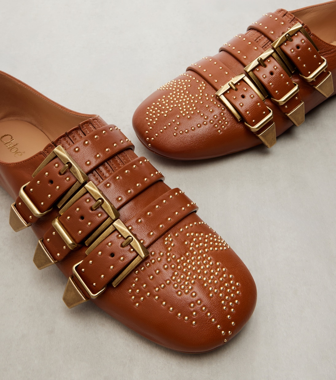 Susanna studded leather ballet flats | Chloé