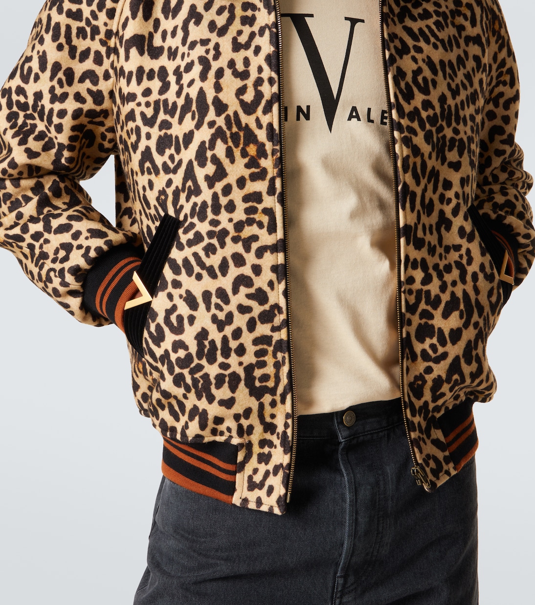 VGold leopard-print wool blouson jacket | Valentino