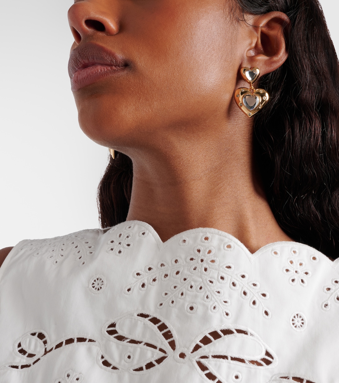 Heart crystal-embellished earrings | Self-Portrait