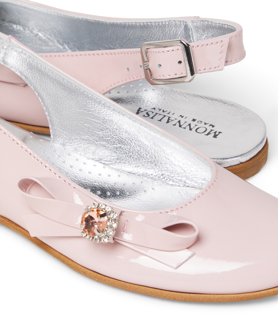 Ballerines slingback en cuir à ornements | Monnalisa