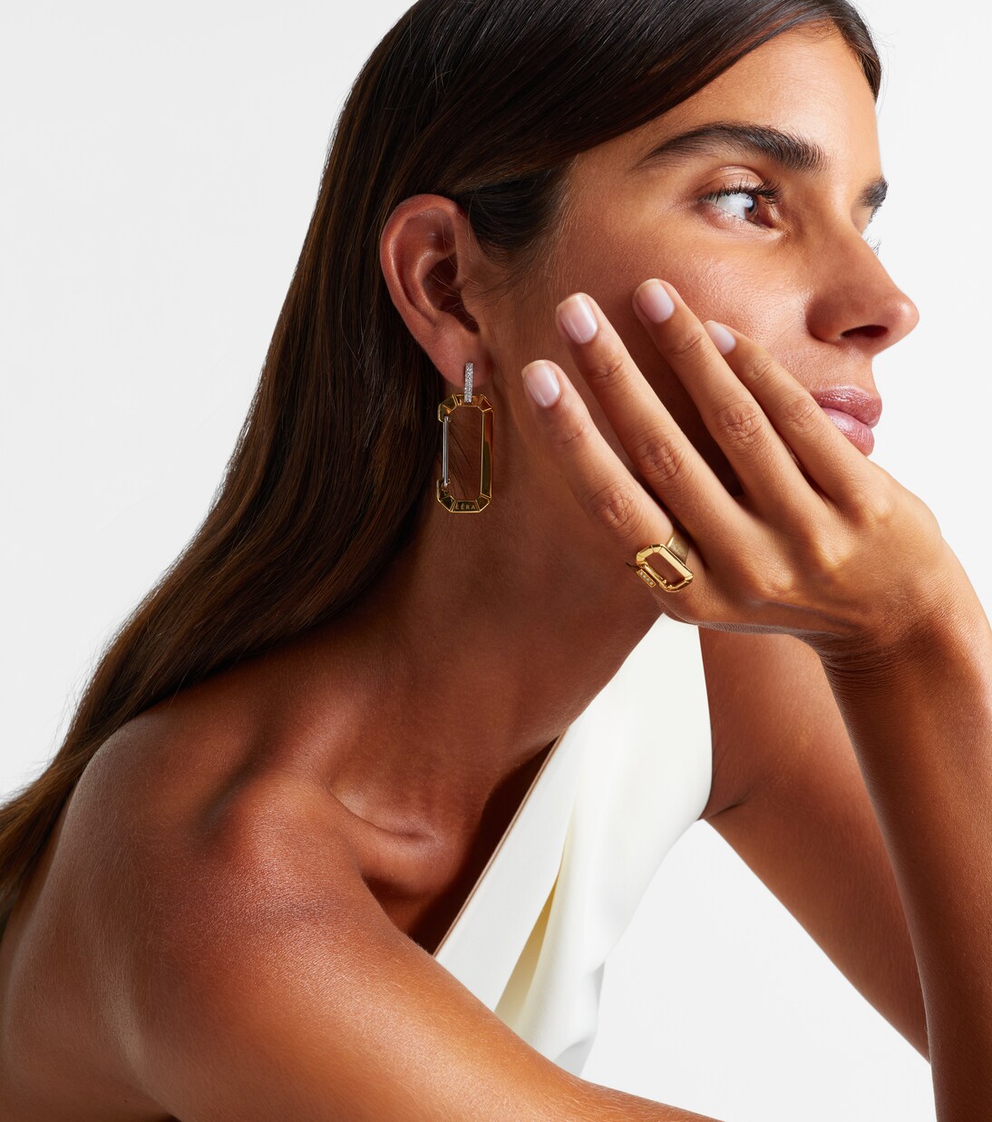 Chiara Big 18kt gold single earring with diamonds | Eéra