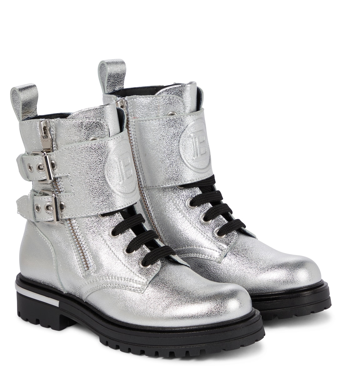 Anfibi in pelle metallizzata | Balmain Kids