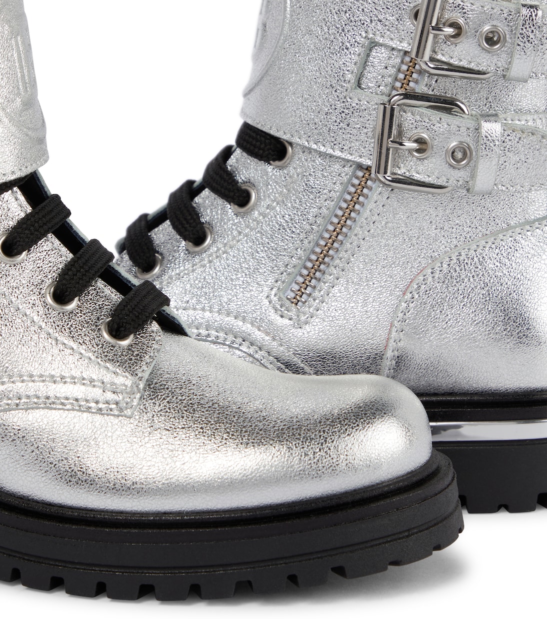 Anfibi in pelle metallizzata | Balmain Kids