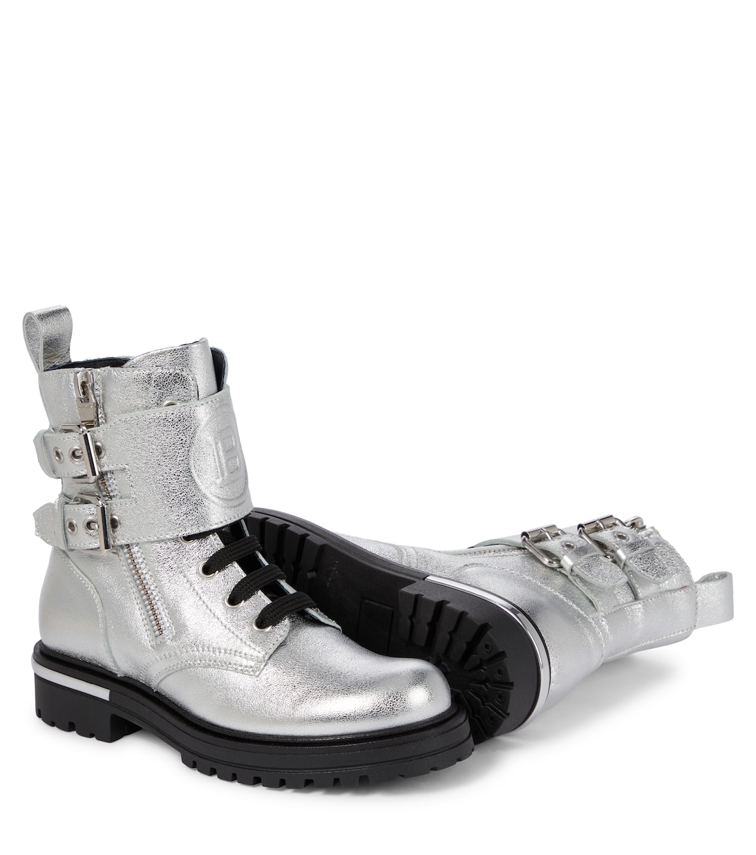 Anfibi in pelle metallizzata | Balmain Kids