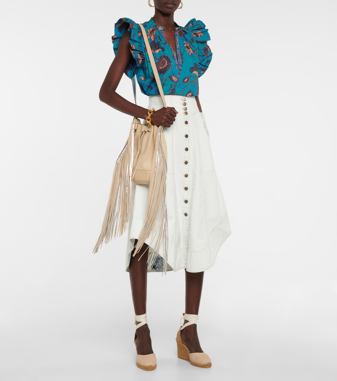 Adrian 데님 미디 스커트 | Ulla Johnson