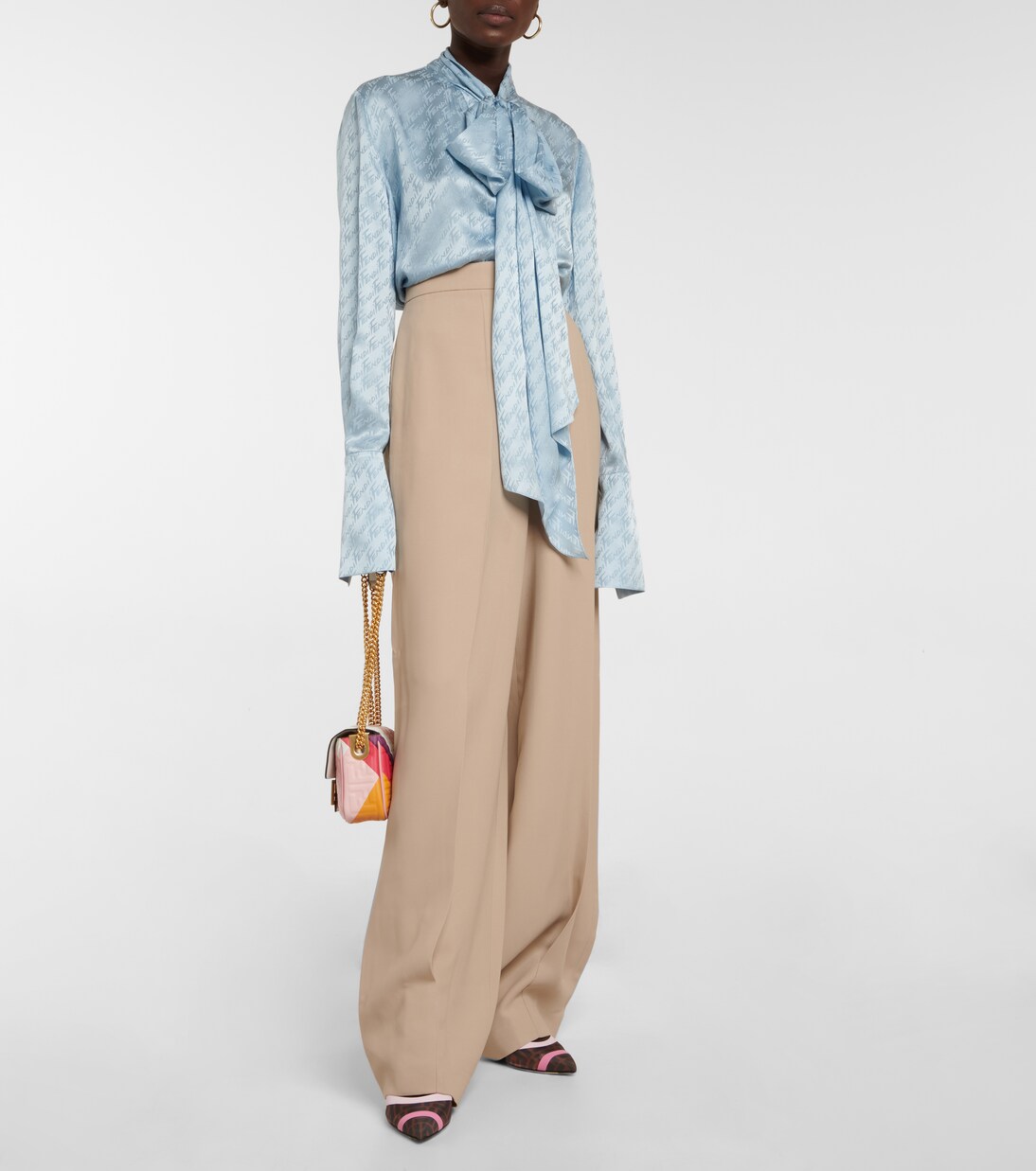 Pantaloni a gamba larga e vita alta | Fendi