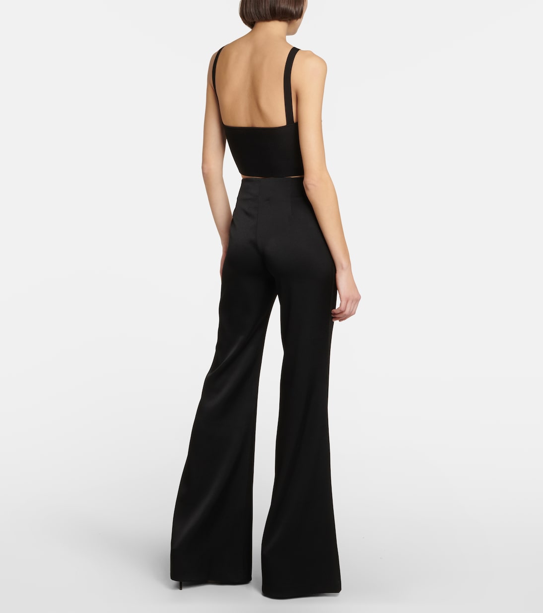 Pantaloni flared in raso a vita alta | Galvan