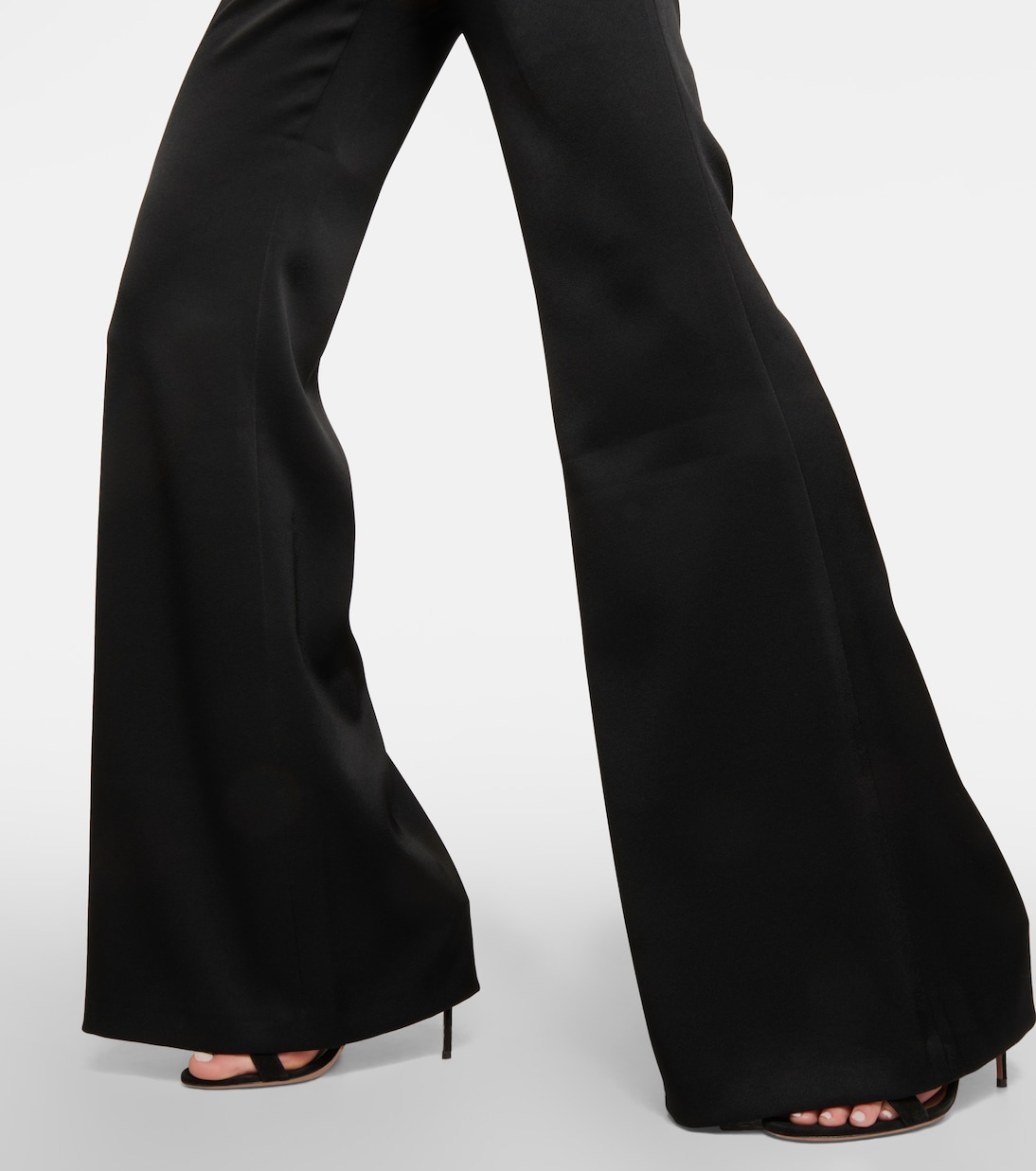 Pantaloni flared in raso a vita alta | Galvan
