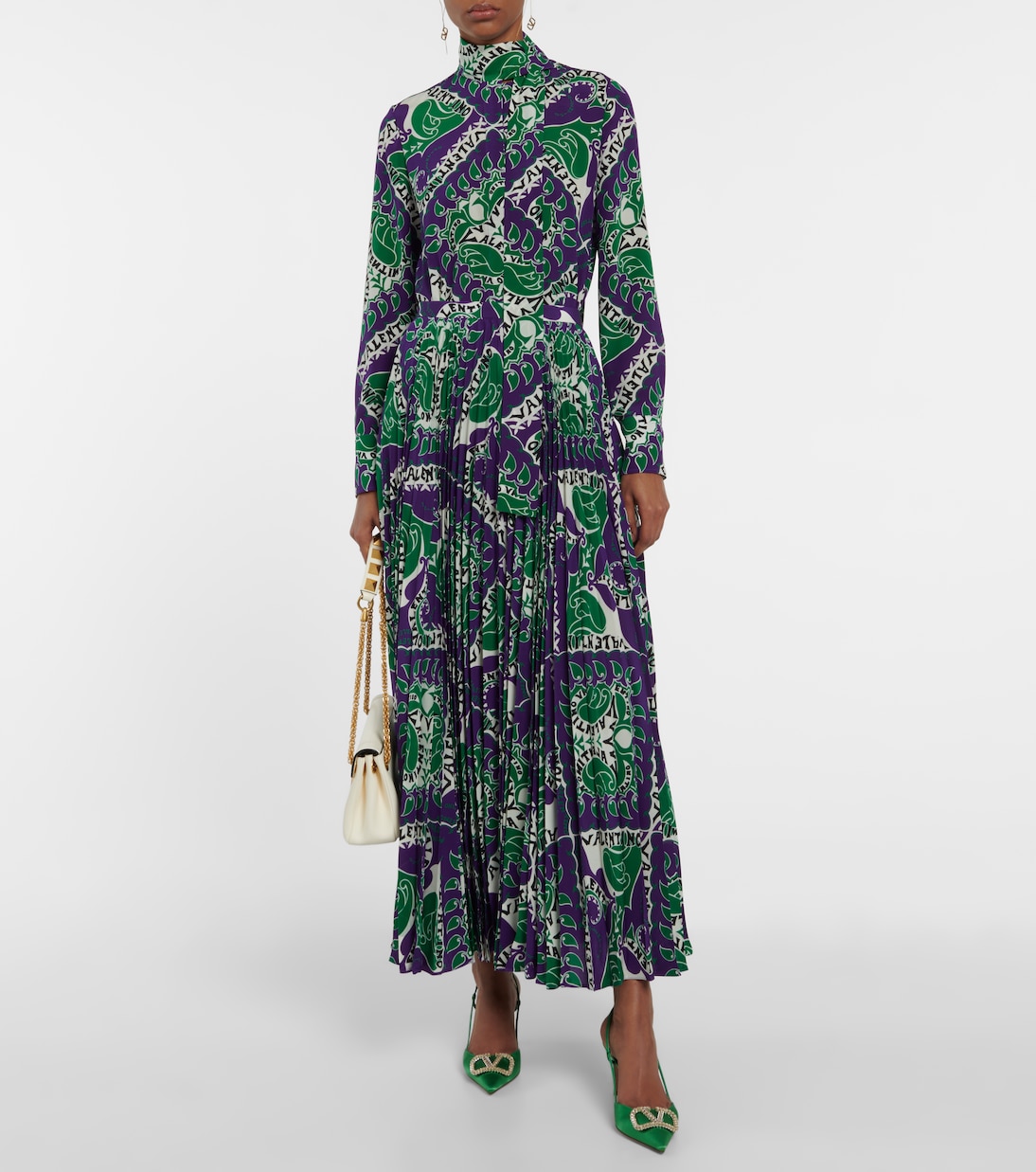 Falda midi estampada de tiro alto | Valentino