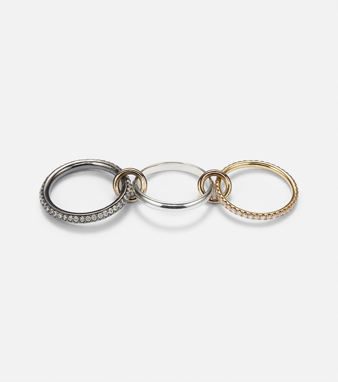 Scorpio 18kt gold linked rings with diamonds | Spinelli Kilcollin