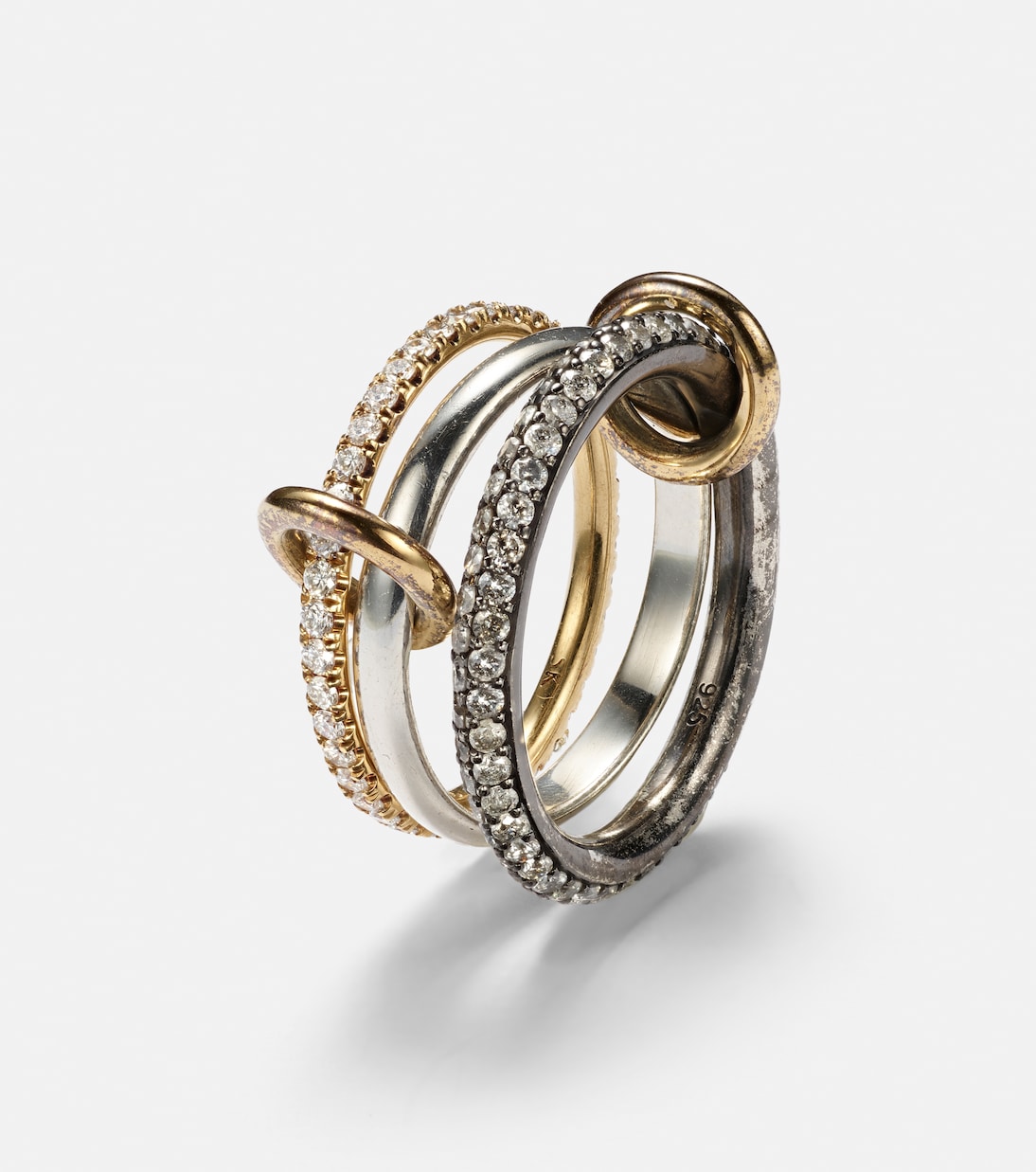 Scorpio 18kt gold linked rings with diamonds | Spinelli Kilcollin