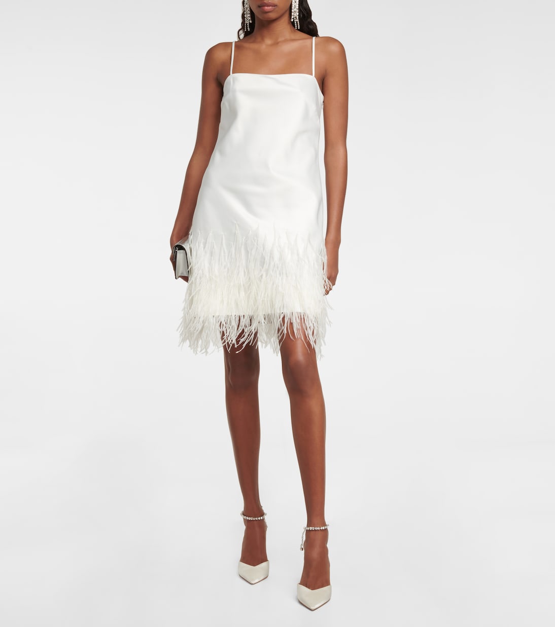 ralph lauren white feather dress