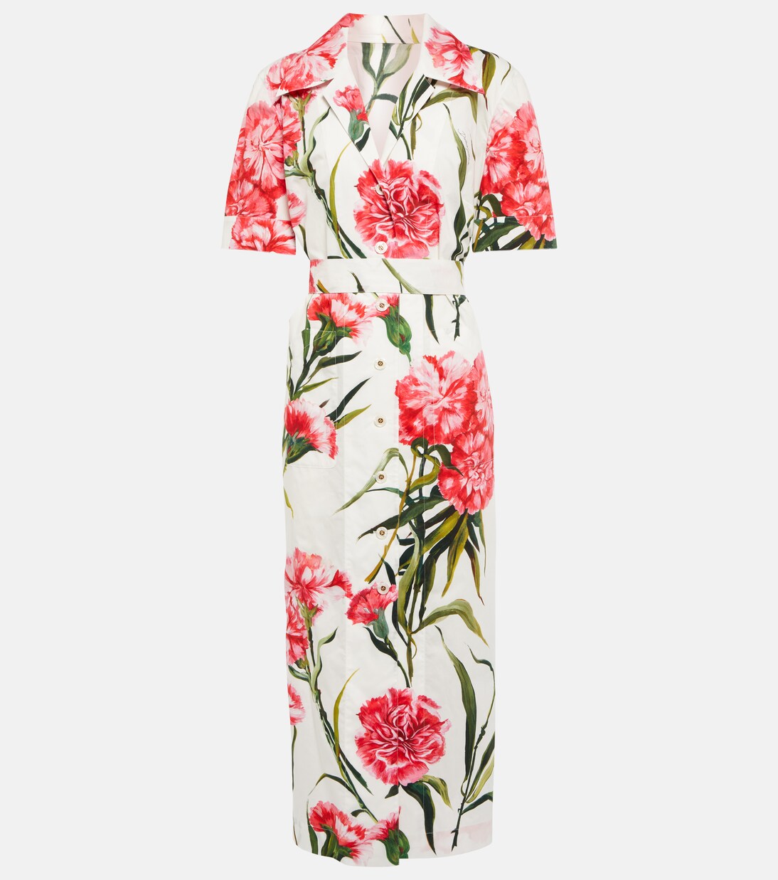 Abito chemisier in cotone con stampa | Dolce&Gabbana