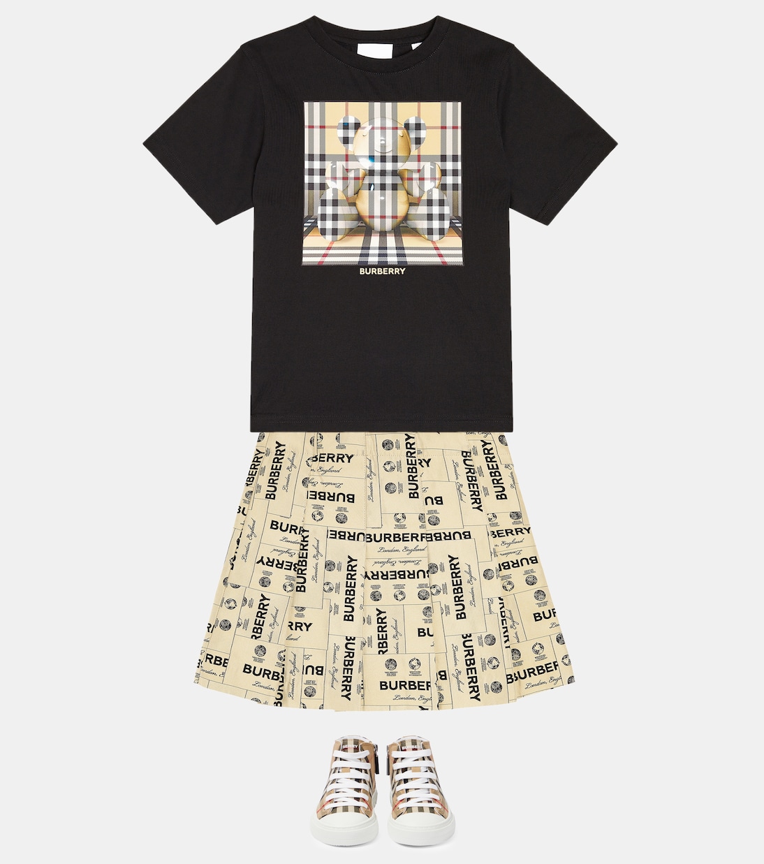 Sneakers Burberry Check in canvas in Beige Burberry Kids Mytheresa