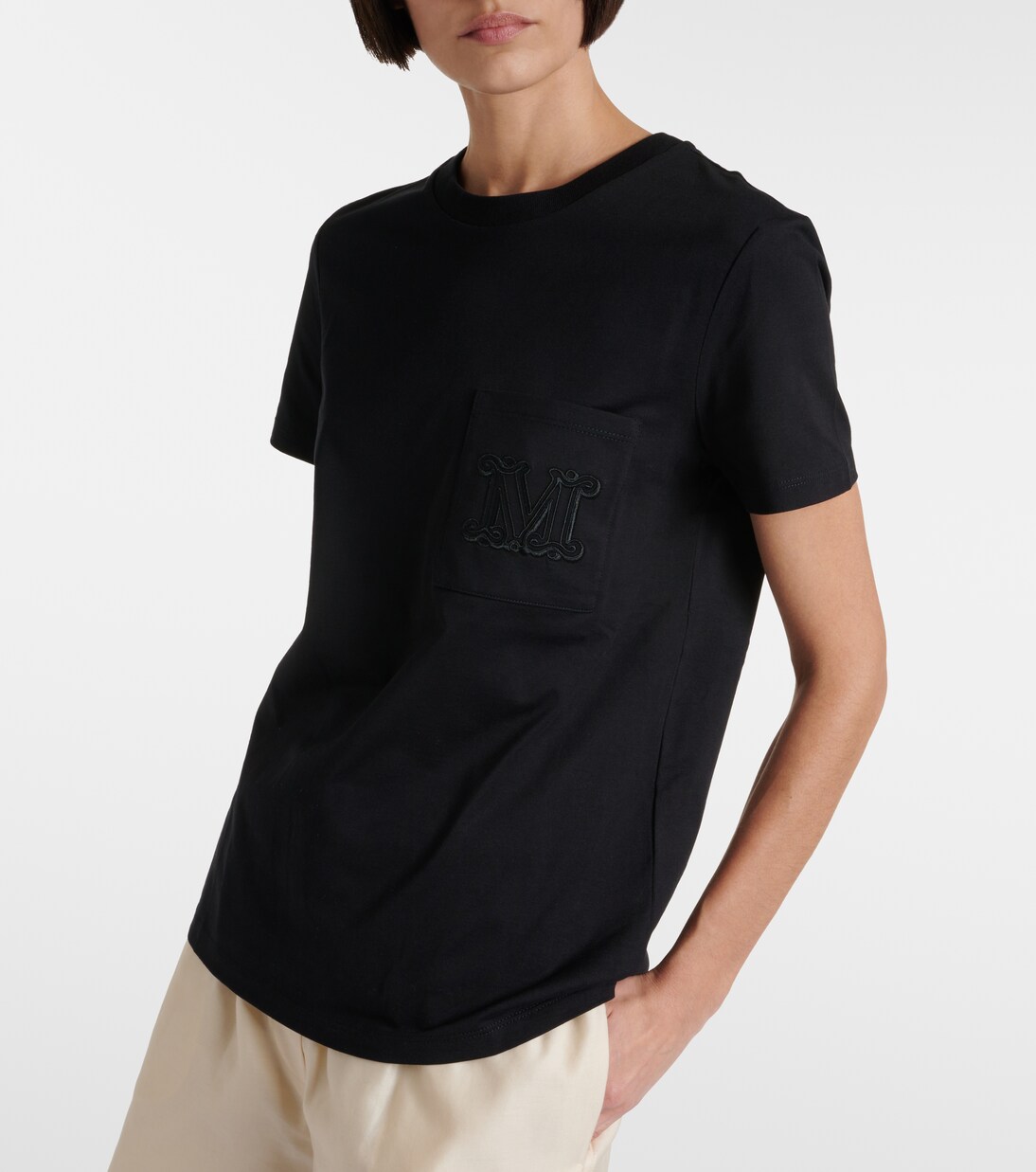 Papaia cotton jersey T-shirt in black - Max Mara | Mytheresa